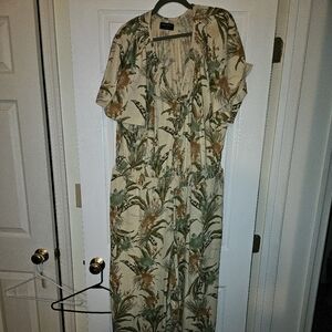 Lane Bryant Beige and Green Patterned Pantsuit